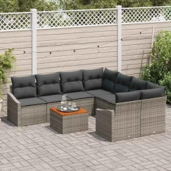 vidaXL Muebles De Jardín-Conjunto de sofás de jardín 9 pcs ratán sintético