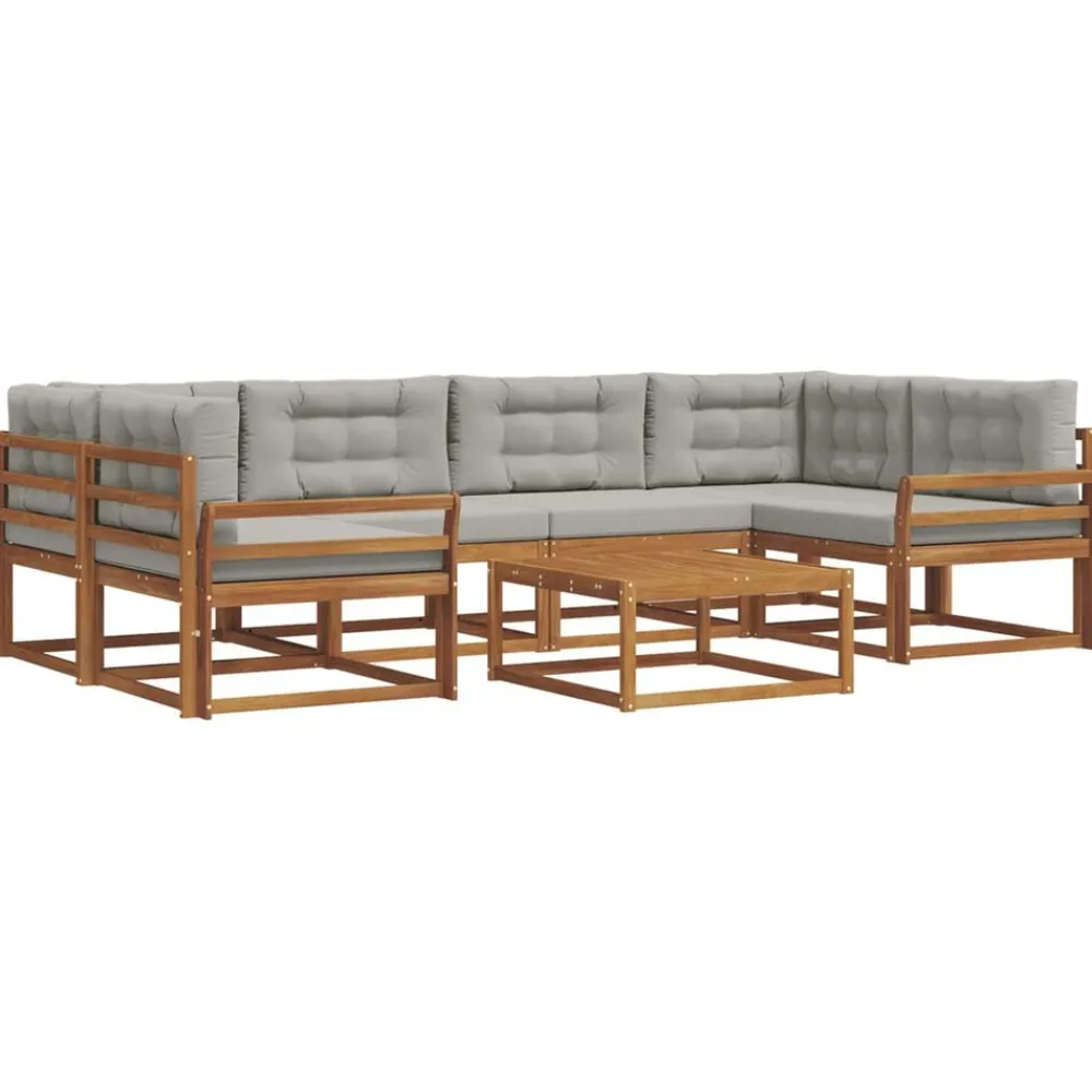 vidaXL Conjuntos De Muebles-Conjunto de sofás de exterior 7 pcs Gris Natural y Claro