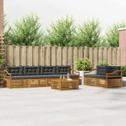 vidaXL Conjunto de sofás de exterior 7 pcs Natural y antracita