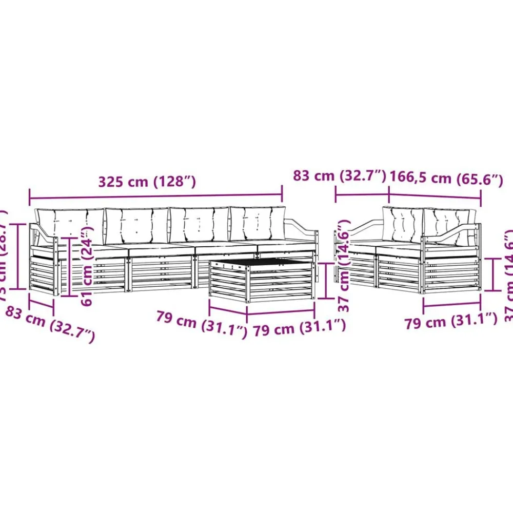 vidaXL Conjunto de sofás de exterior 7 pcs Natural y antracita