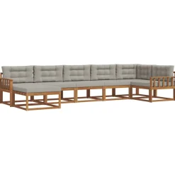 vidaXL Conjuntos De Muebles-Conjunto de sofás de exterior 7 pcs Gris Natural y Claro