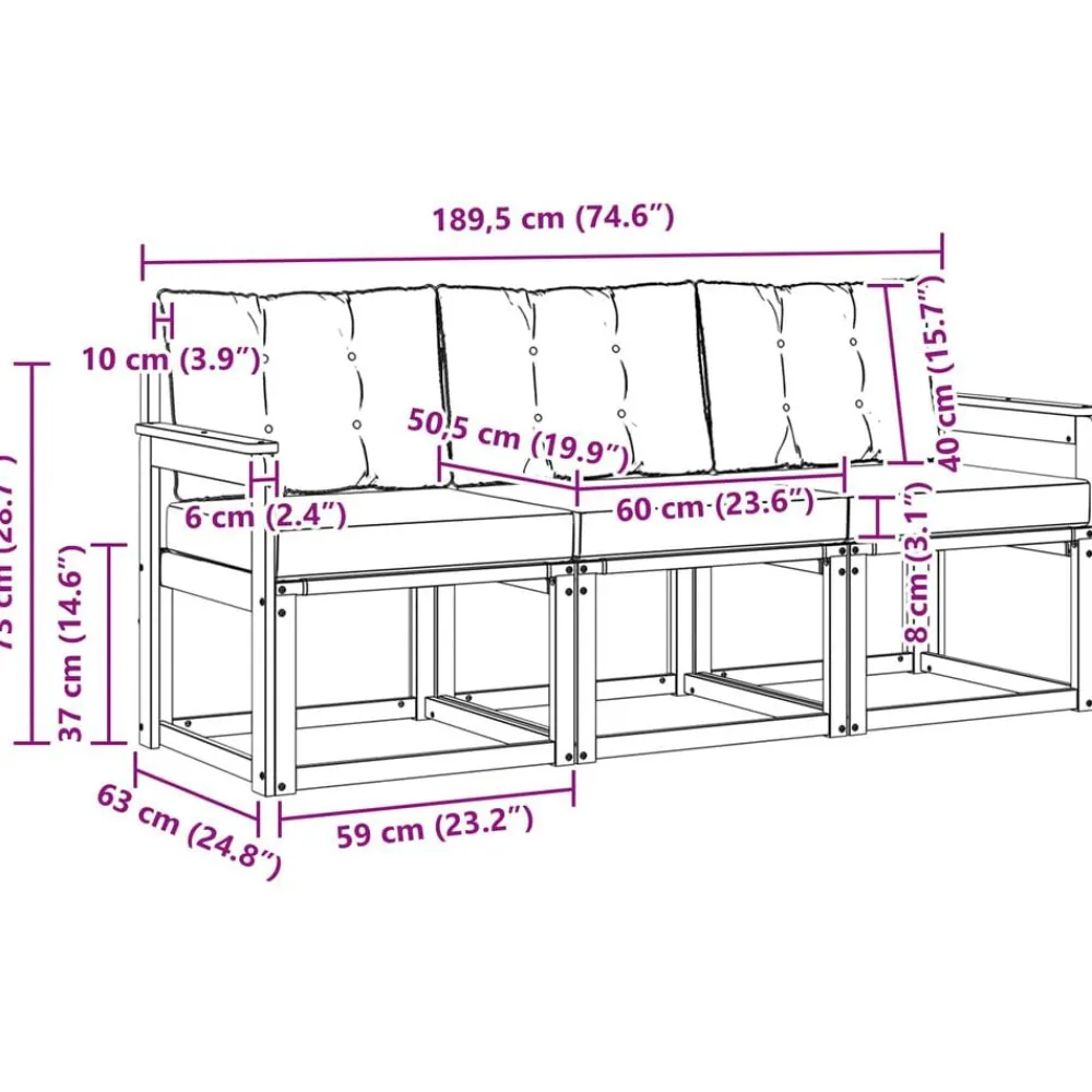 vidaXL Conjuntos De Muebles-Conjunto de sofás de exterior 3 pcs Gris Natural y Claro