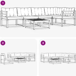 vidaXL Conjunto de sofás de exterior con cojín 6 pcs Natural y beige Clearance