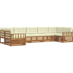 vidaXL Conjunto de sofás de exterior con cojín 7 pcs Natural y crema New