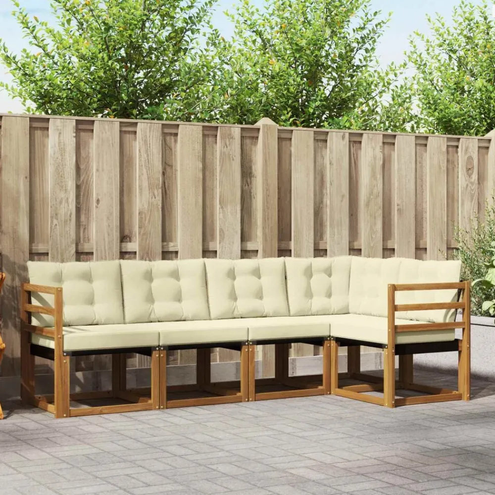 vidaXL Conjuntos De Muebles-Conjunto de sofás de exterior con cojín 5 pcs