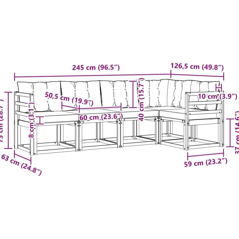 vidaXL Conjuntos De Muebles-Conjunto de sofás de exterior con cojín 5 pcs