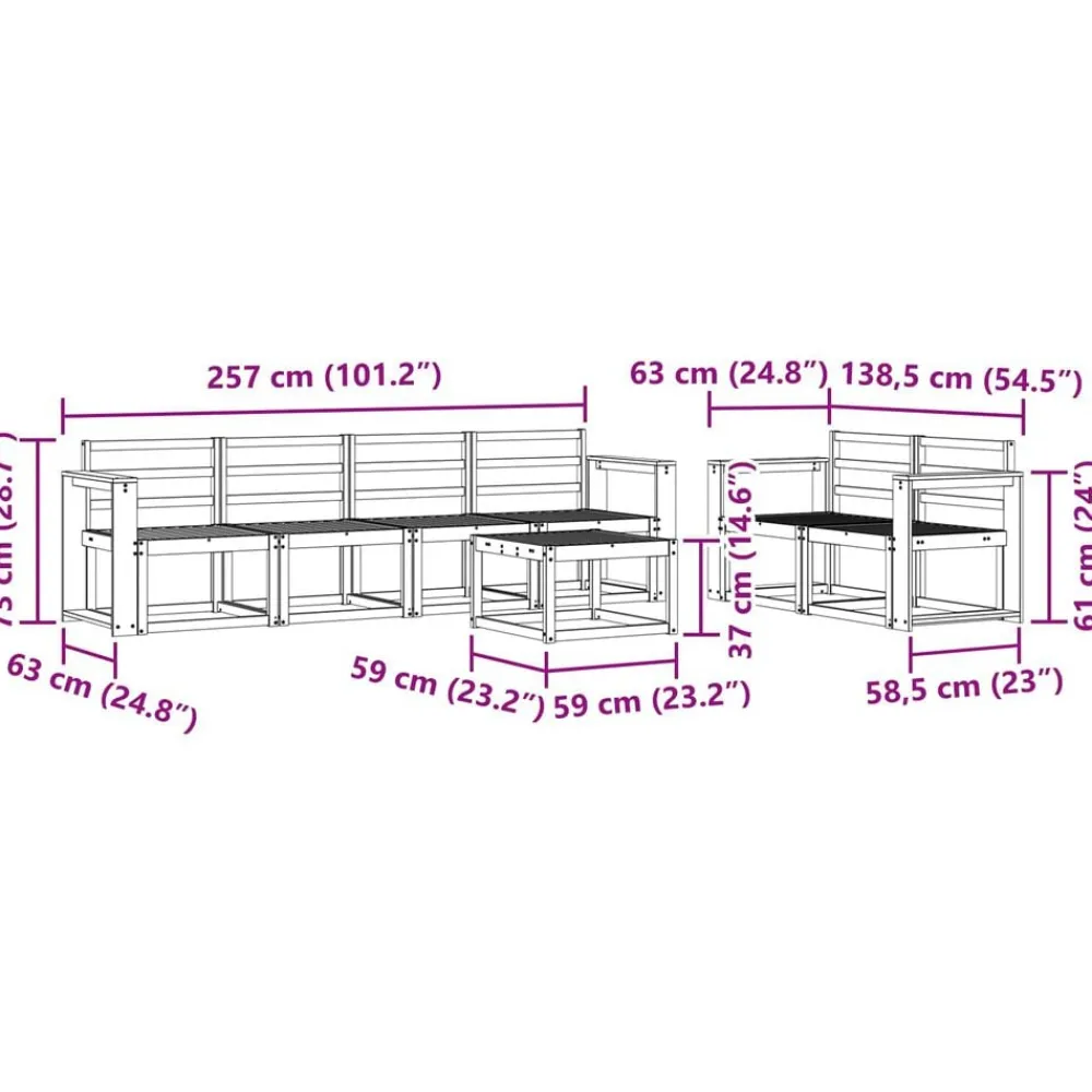 vidaXL Conjuntos De Muebles-Conjunto de sofás de exterior 7 pcs