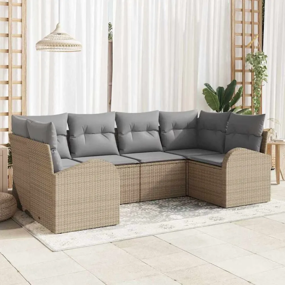 vidaXL Muebles De Jardín-Conjunto de sofás de jardín con cojín 6 pcs