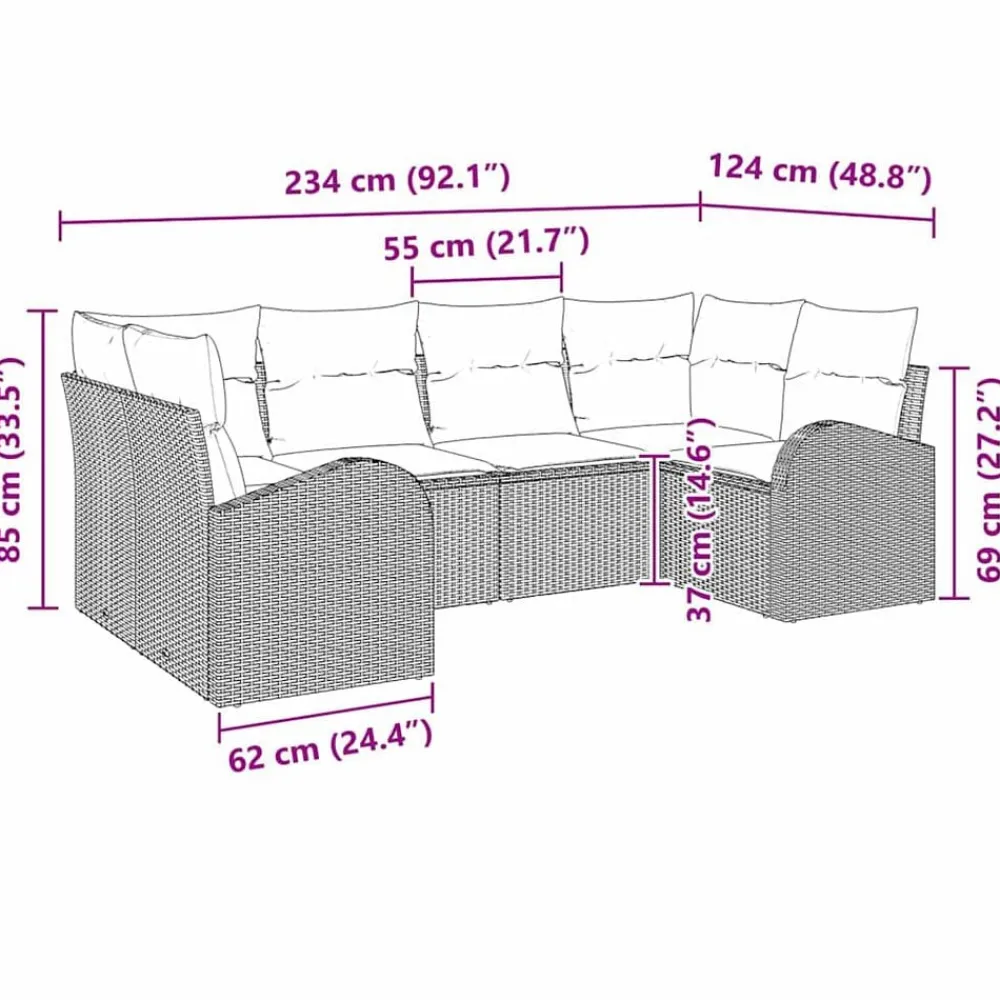 vidaXL Muebles De Jardín-Conjunto de sofás de jardín con cojín 6 pcs