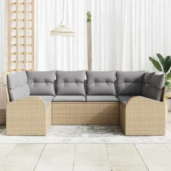 vidaXL Muebles De Jardín-Conjunto de sofás de jardín con cojín 6 pcs