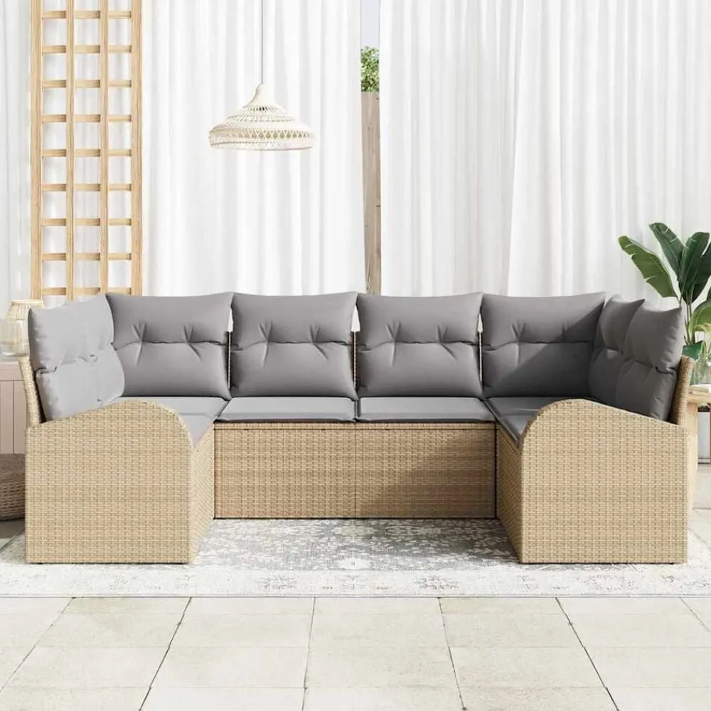 vidaXL Muebles De Jardín-Conjunto de sofás de jardín con cojín 6 pcs
