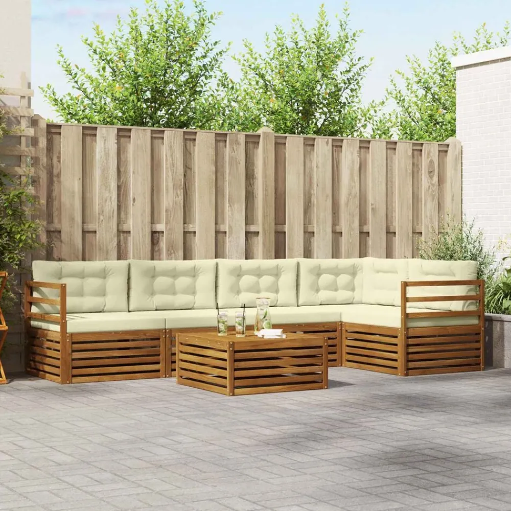 vidaXL Conjuntos De Muebles-Conjunto de sofás de exterior con cojín 6 pcs