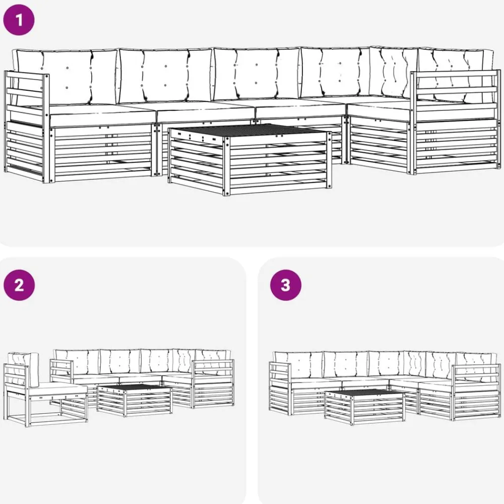 vidaXL Conjuntos De Muebles-Conjunto de sofás de exterior con cojín 6 pcs