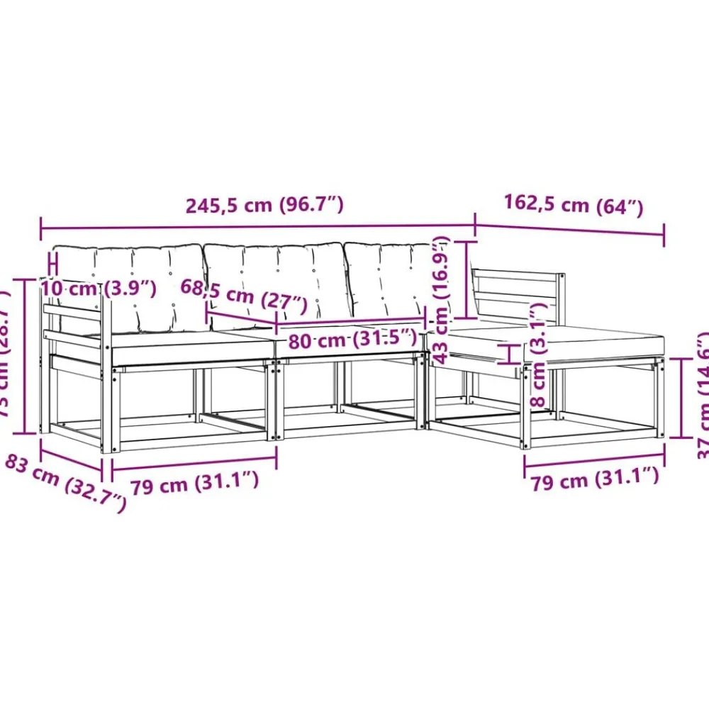 vidaXL Conjuntos De Muebles-Conjunto de sofás de exterior con cojín 4 pcs