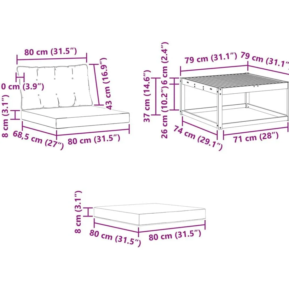 vidaXL Conjuntos De Muebles-Conjunto de sofás de exterior con cojín 4 pcs