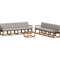 vidaXL Conjuntos De Muebles-Conjunto de sofás de exterior 9 pcs Gris Natural y Claro