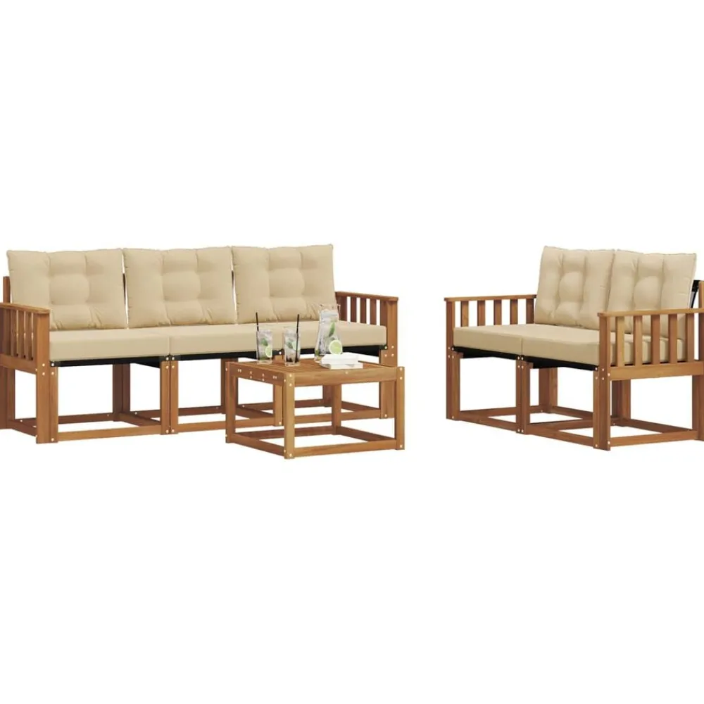 vidaXL Conjuntos De Muebles-Conjunto de sofás de exterior con cojín 6 pcs