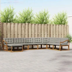 vidaXL Conjunto de sofás de exterior 8 pcs Gris Natural y Claro Gris claro y natural Hot