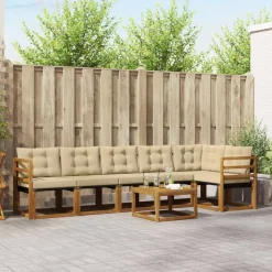 vidaXL Conjuntos De Muebles-Conjunto de sofás de exterior con cojín 7 pcs