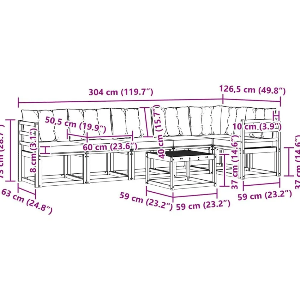 vidaXL Conjuntos De Muebles-Conjunto de sofás de exterior con cojín 7 pcs