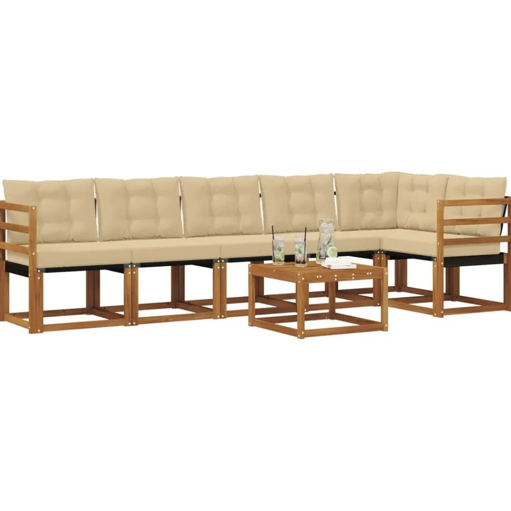 vidaXL Conjuntos De Muebles-Conjunto de sofás de exterior con cojín 7 pcs