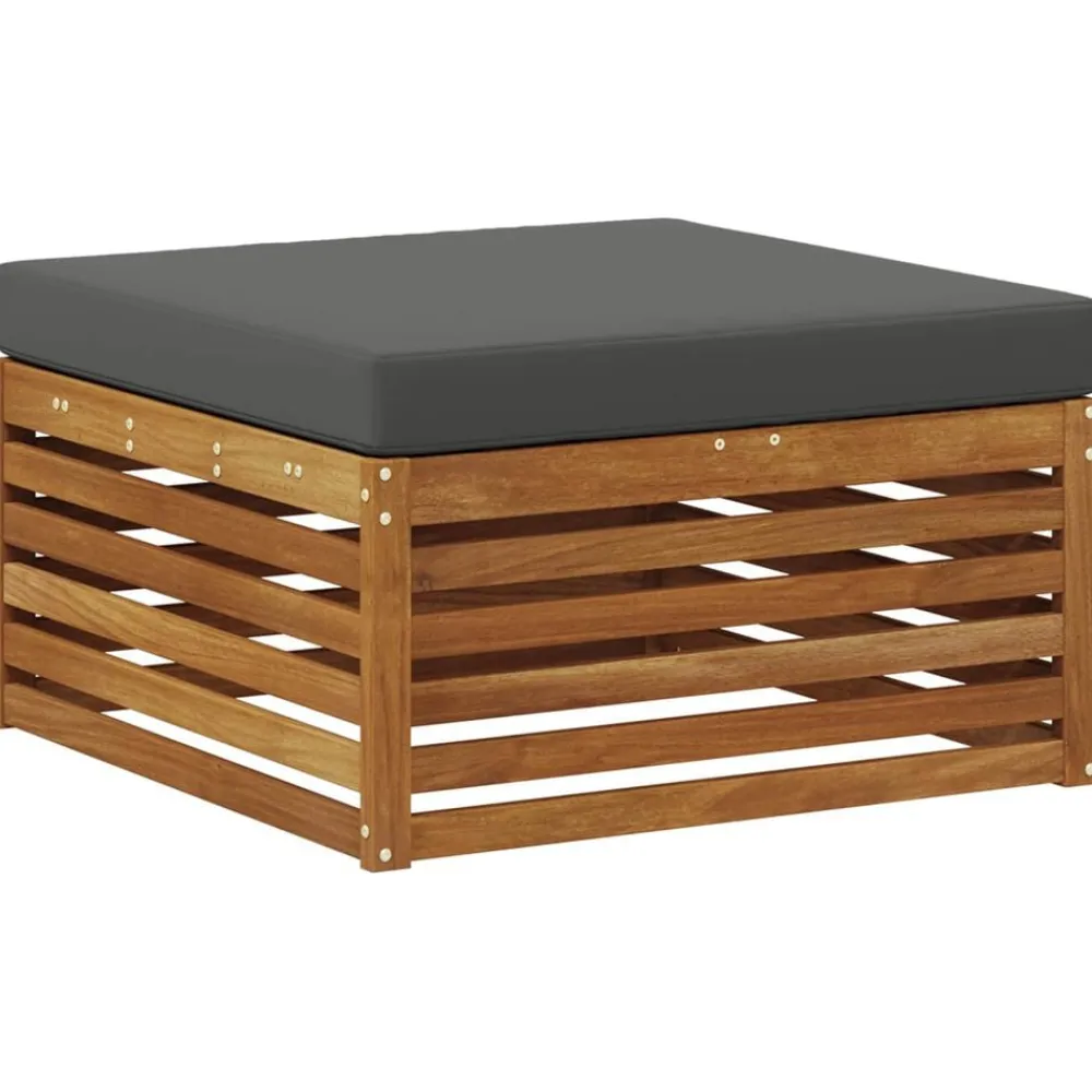 vidaXL Conjunto de sofás de exterior 4 pcs Natural y antracita Discount
