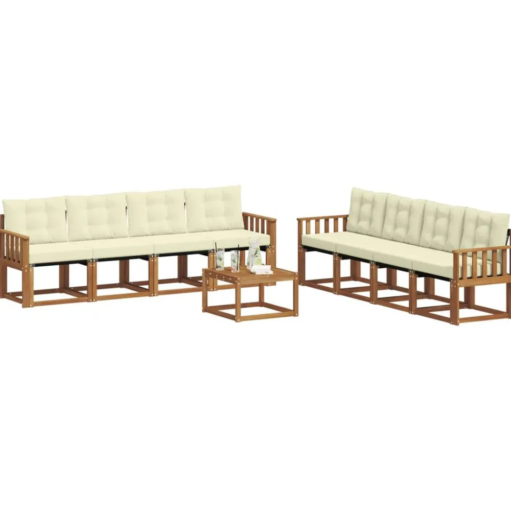 vidaXL Conjuntos De Muebles-Conjunto de sofás de exterior con cojín 9 pcs