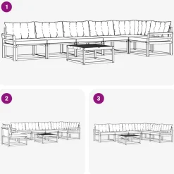 vidaXL Conjunto de sofás de exterior con cojín 7 pcs Natural y beige Best