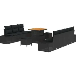 vidaXL Conjunto de sofás de jardín 10 pcs ratán sintético Negro