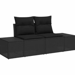 vidaXL Conjunto de sofás de jardín 10 pcs ratán sintético Negro
