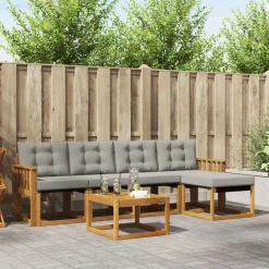 vidaXL Conjunto de sofás de exterior 6 pcs Gris Natural y Claro Gris claro y natural