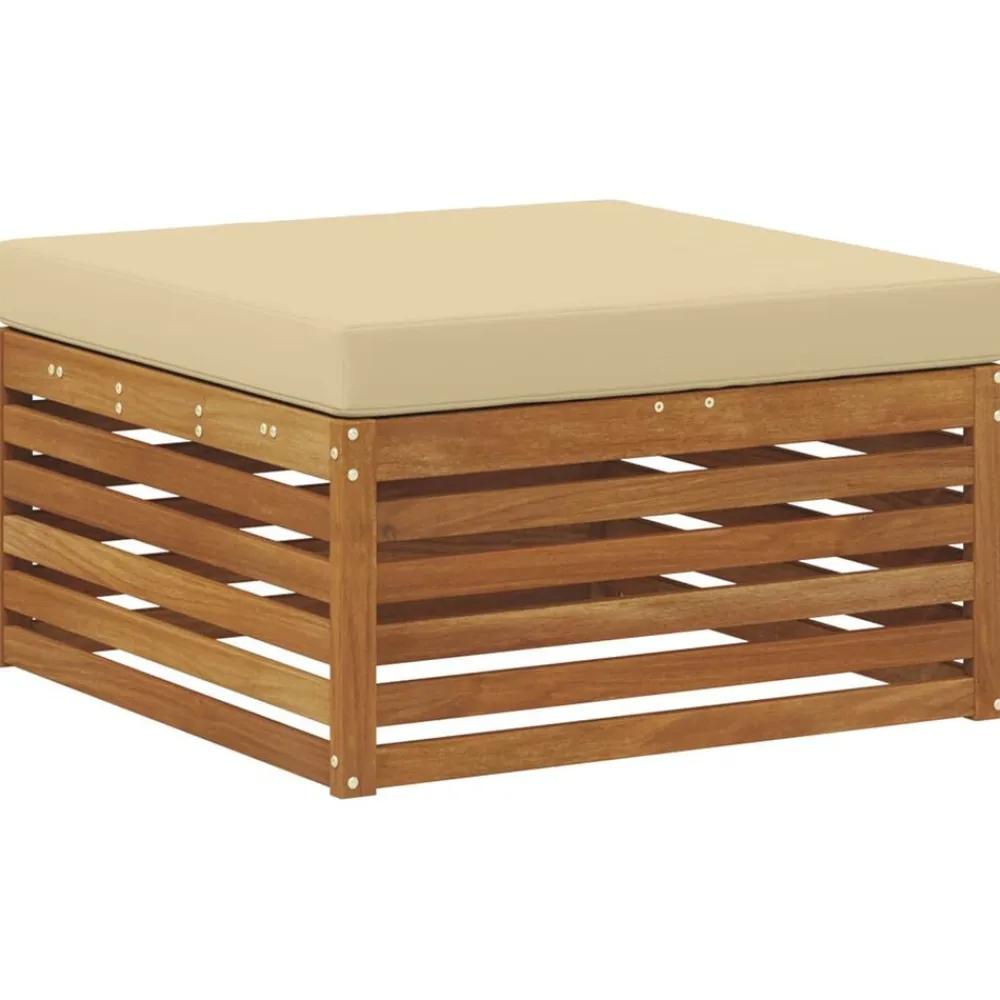 vidaXL Conjunto de sofás de exterior con cojín 9 pcs Natural y beige Hot