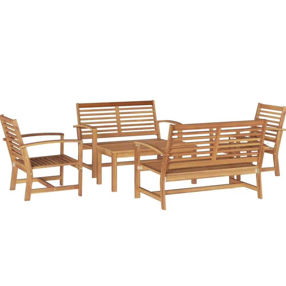 vidaXL Muebles De Jardín-Conjunto de sofás de jardín 5 pcs Madera de teca maciza