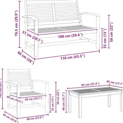 vidaXL Muebles De Jardín-Conjunto de sofás de jardín 5 pcs Madera de teca maciza