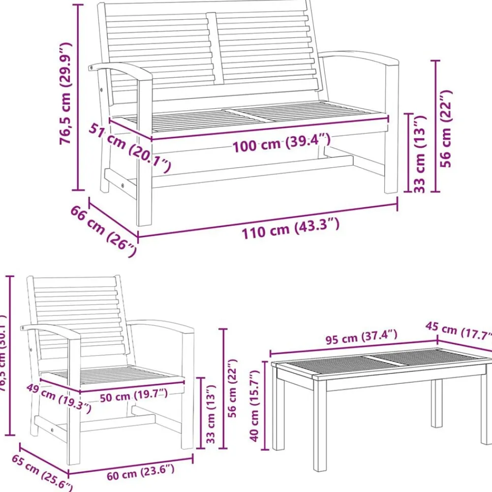 vidaXL Muebles De Jardín-Conjunto de sofás de jardín 5 pcs Madera de teca maciza