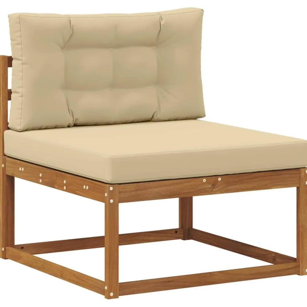 vidaXL Conjunto de sofás de exterior con cojín 7 pcs Natural y beige Sale