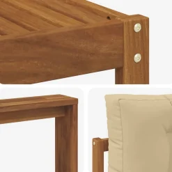 vidaXL Conjunto de sofás de exterior con cojín 7 pcs Natural y beige Sale