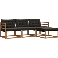 vidaXL Conjunto de sofás de exterior con cojín 4 pcs Natural y negro Online
