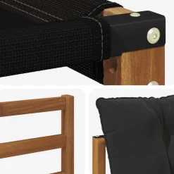 vidaXL Conjunto de sofás de exterior con cojín 4 pcs Natural y negro Online