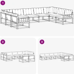 vidaXL Conjunto de sofás de exterior con cojín 9 pcs Natural y crema Hot