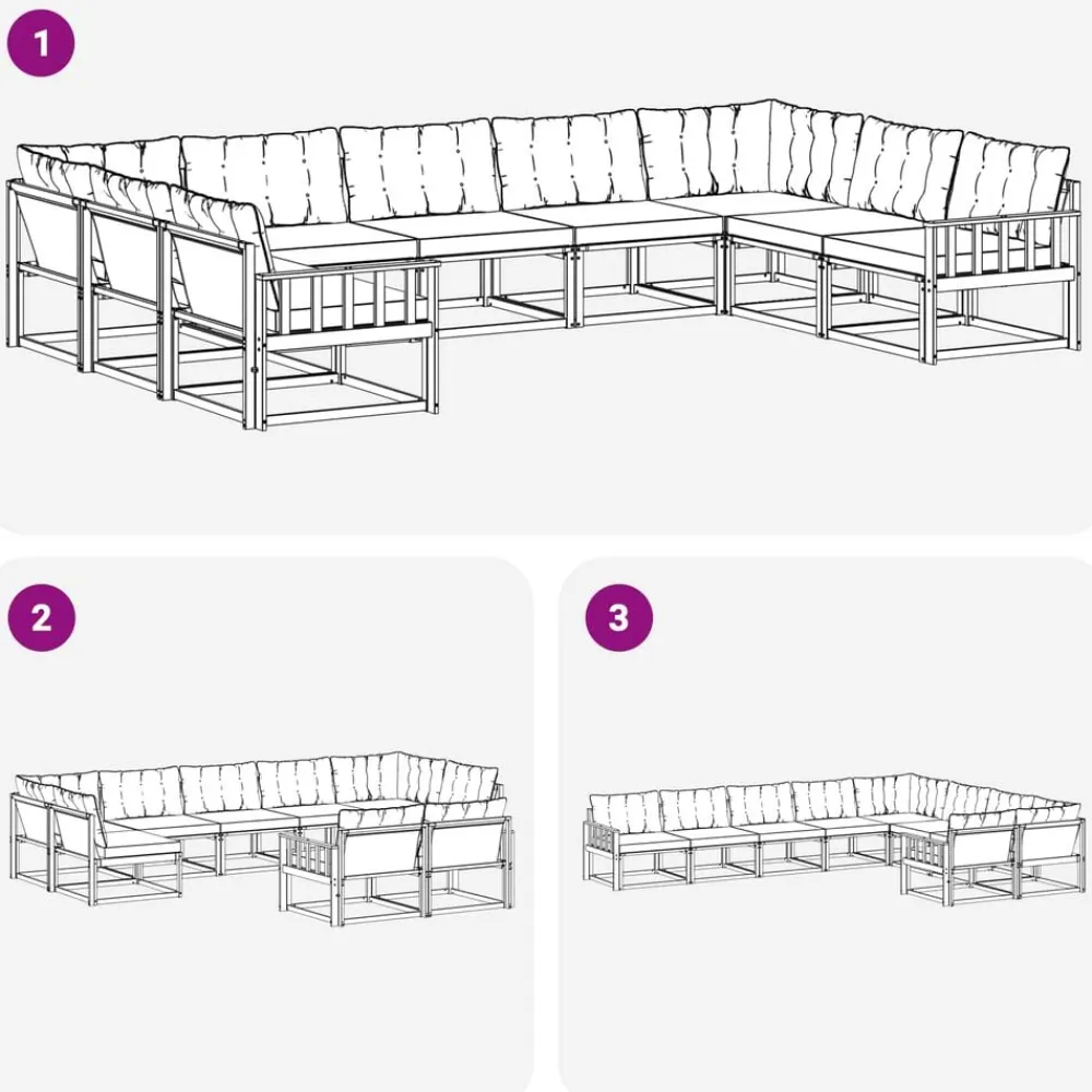 vidaXL Conjunto de sofás de exterior con cojín 9 pcs Natural y crema Hot