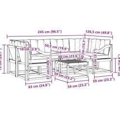 vidaXL Conjunto de sofás de exterior con cojín 7 pcs Natural y crema Online