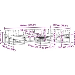 vidaXL Conjunto de sofás de exterior con cojín 9 pcs Natural y crema Clearance