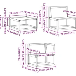 vidaXL Conjunto de sofás de exterior con cojín 9 pcs Natural y crema Clearance