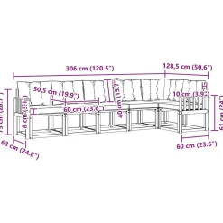 vidaXL Conjunto de sofás de exterior con cojín 6 pcs Natural y crema Clearance
