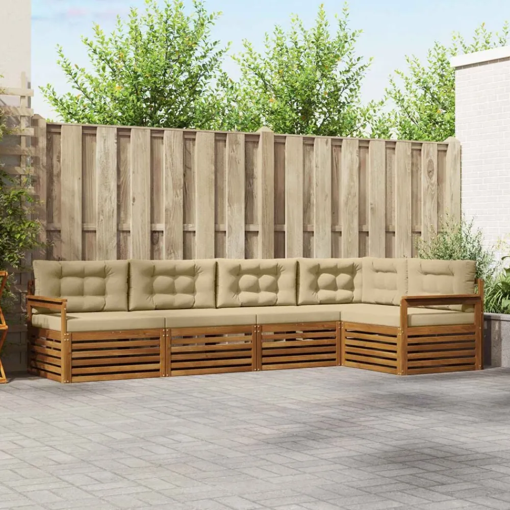 vidaXL Conjuntos De Muebles-Conjunto de sofás de exterior con cojín 5 pcs