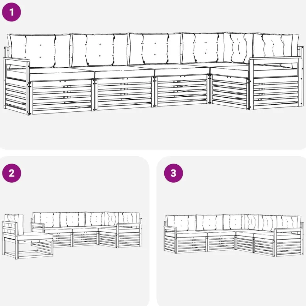 vidaXL Conjuntos De Muebles-Conjunto de sofás de exterior con cojín 5 pcs