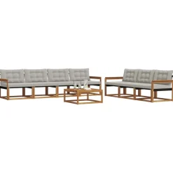 vidaXL Conjunto de sofás de exterior 8 pcs Gris Natural y Claro Gris claro y natural Online