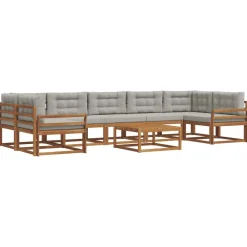 vidaXL Conjunto de sofás de exterior 8 pcs Gris Natural y Claro Gris claro y natural Online