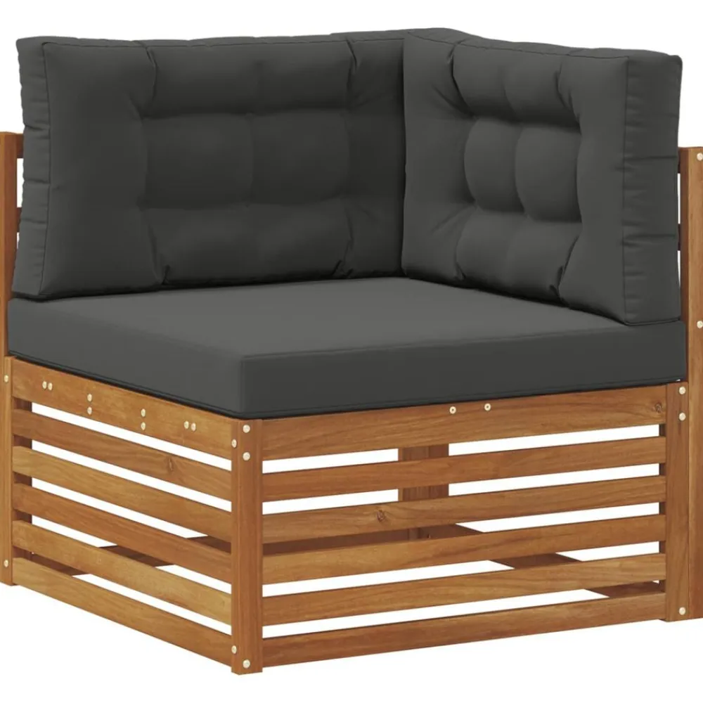 vidaXL Conjunto de sofás de exterior 9 pcs Natural y antracita Hot